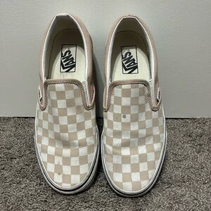 Cream Checkered Vans